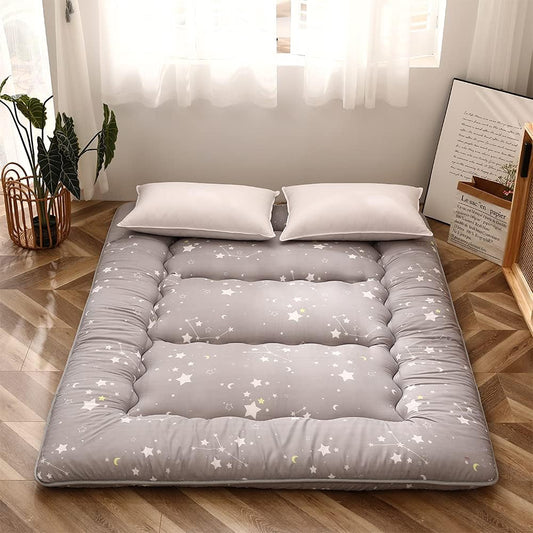 Grey Constellation Japanese Futon Mattress, Tatami Mat Portable Camping Mat Kids Sleeping Pad Foldable Roll Up Floor Lounger Couch Bed with Mattress Protector Full Size