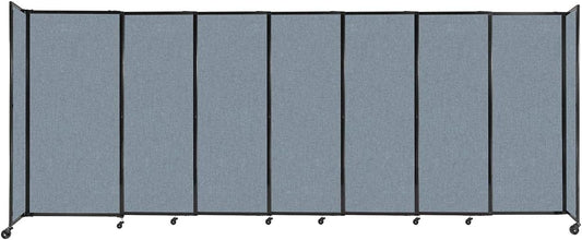 Versare Straightwall Sliding Portable Wall Partition | Freestanding Office Dividers | Locking Wheels | Temporary Room Separator | 15'6'' Wide x 6' Tall Powder Blue Fabric Panels