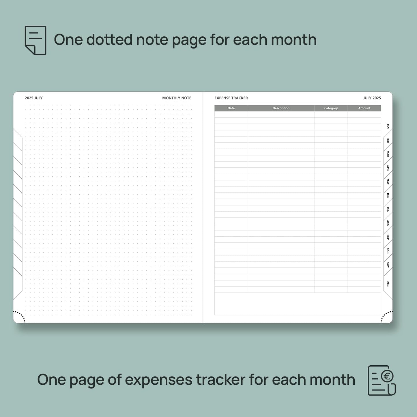 POPRUN Monthly Planner 2025-2026 (Large- 8.5" x 10.5" Soft Cover), 18-Month Calendar Book (Jul.2025-Dec.2026), Calendar Planner with Monthly Tabs & Pocket, 100 GSM Paper - Brown