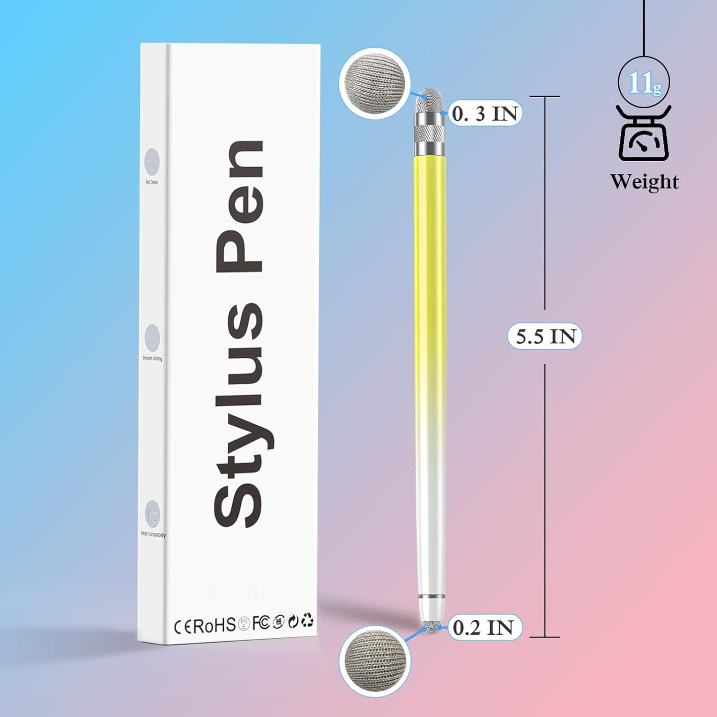 Bopomofo 3PCS Stylus Pen for Touchscreen,Stylus Pen for iPhone/iPad/Tablet Android/Microsoft/Surface, Compatible with Touch Screens(Blue/Green/Yellow)