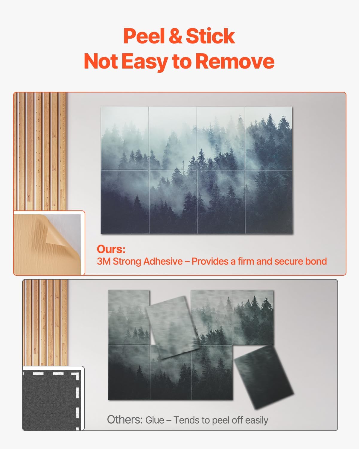 VEVOR 8 Pack Art Acoustic Panels, 63 x 23.62 x 0.4 inch Soundproof Wall Tiles, Self Adhesive Decorative Sound Dampening Absorbing Boards for Home, Office, Studio, Gaming Room,Theater,Forest