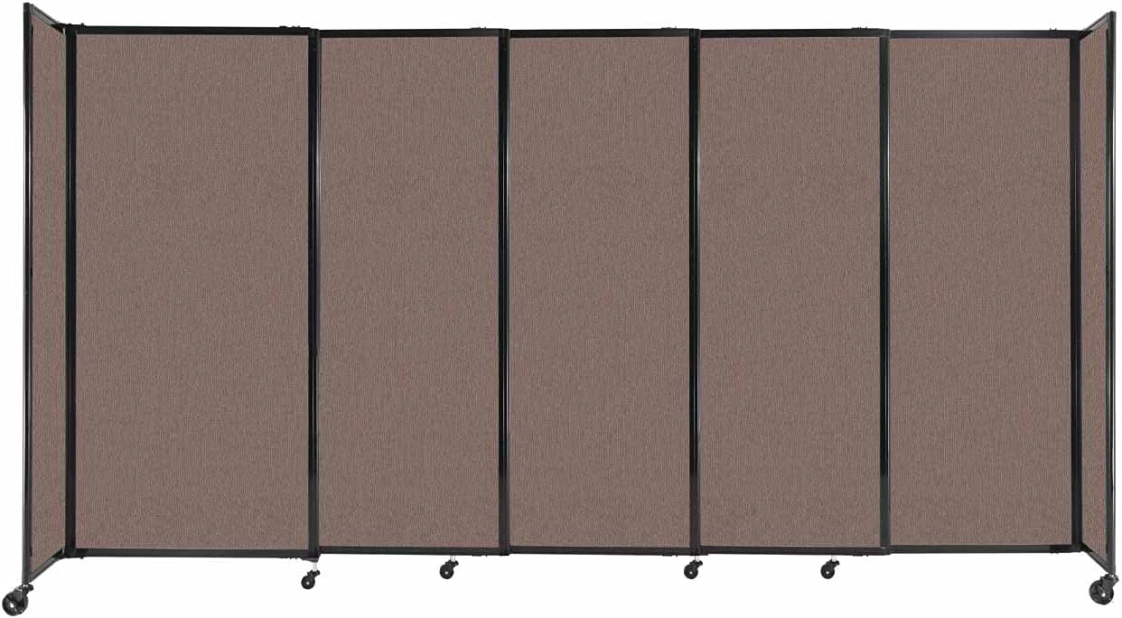 Versare Straightwall Sliding Portable Wall Partition | Freestanding Office Dividers | Locking Wheels | Temporary Room Separator | 11'3'' Wide x 6' Tall Latte Fabric Panels