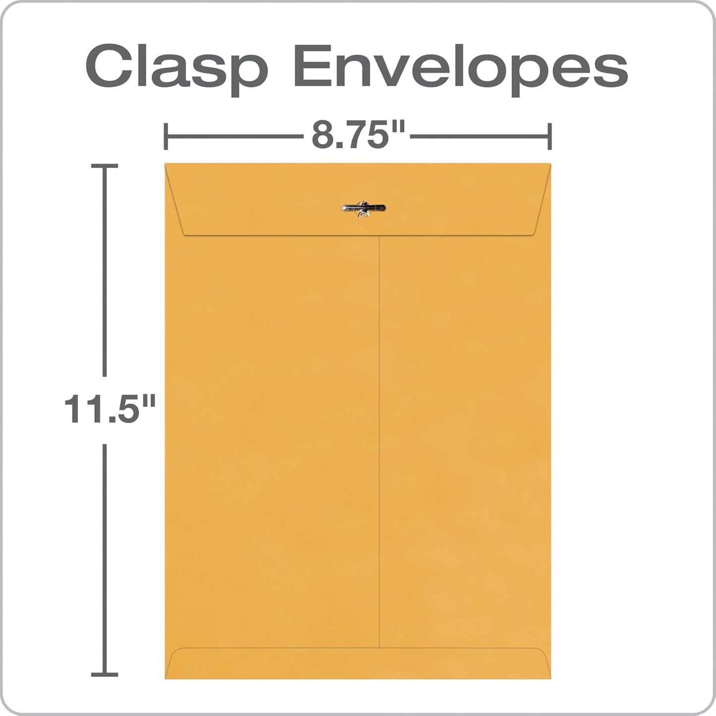 Quality Park 8-3/4 x 11-1/2 Clasp Envelopes, Clasp and Gummed Closures for Storing or Mailing, Extra Heavy-Duty 32 lb Kraft Paper, 100 per Box (QUA37787), Light Brown