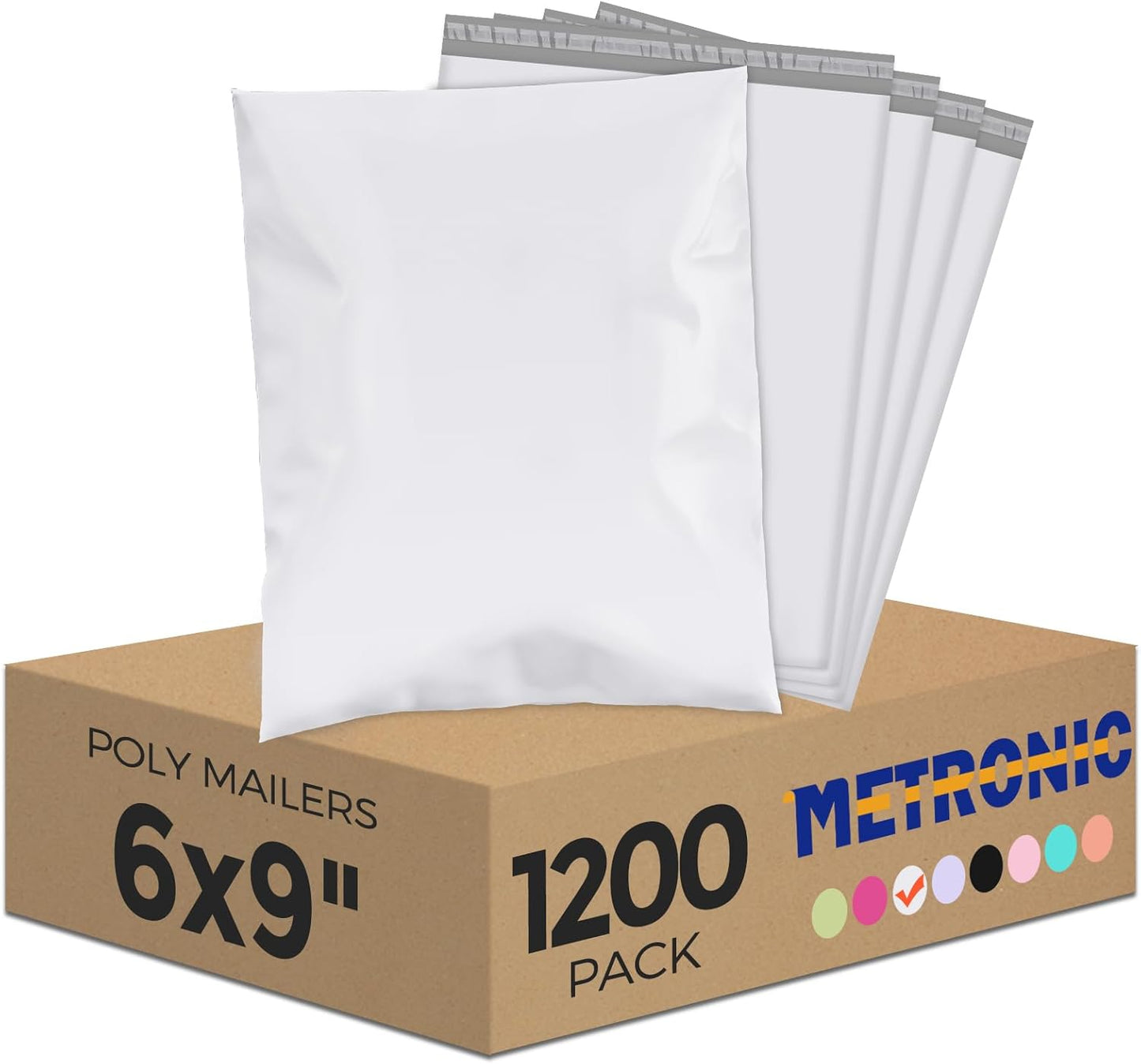 Metronic Poly Mailers 6x9 1200 Pack White, Small Shipping Bags Bulk Mailing Envelopes for Small Business, Mailers Poly Bags for Shipping Self Seal Waterproof, Mailing Bag Packaging Bags