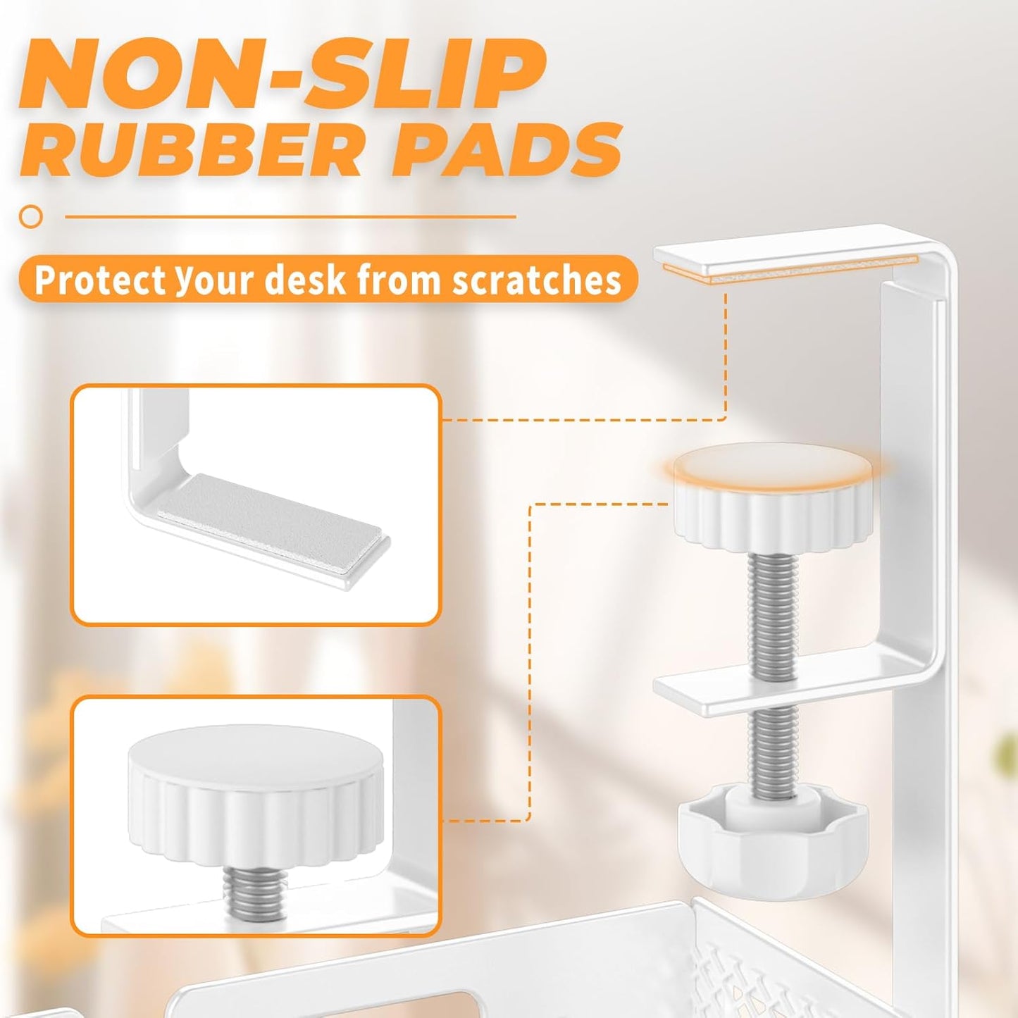 Under Desk Cable Management Tray, 15.7'' No Drill Steel Desk Cable Organizers, Wire Management Tray Cable Management Rack (1 Pack-White)