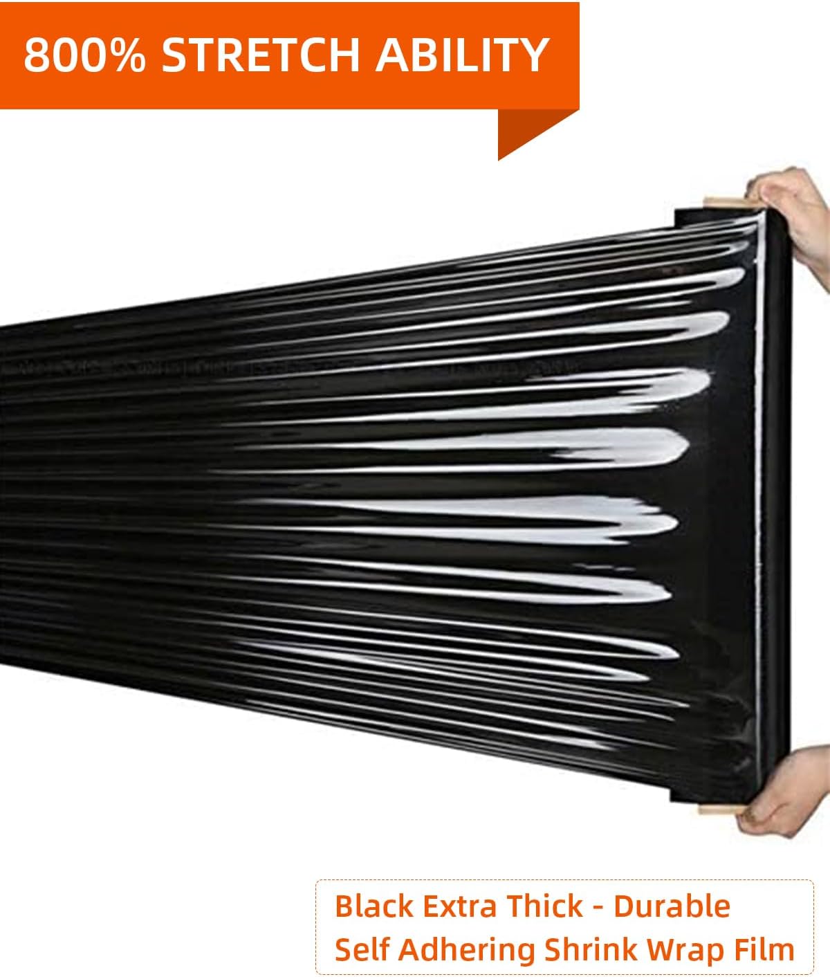 Black Stretch Film/Wrapping Paper Thickness, 18 Inch 1500 Feet Plastic wrap roll,Industrial Strength, Heavy Duty Shrink Wrap idea for Moving, Shipping, and Pallet Packing