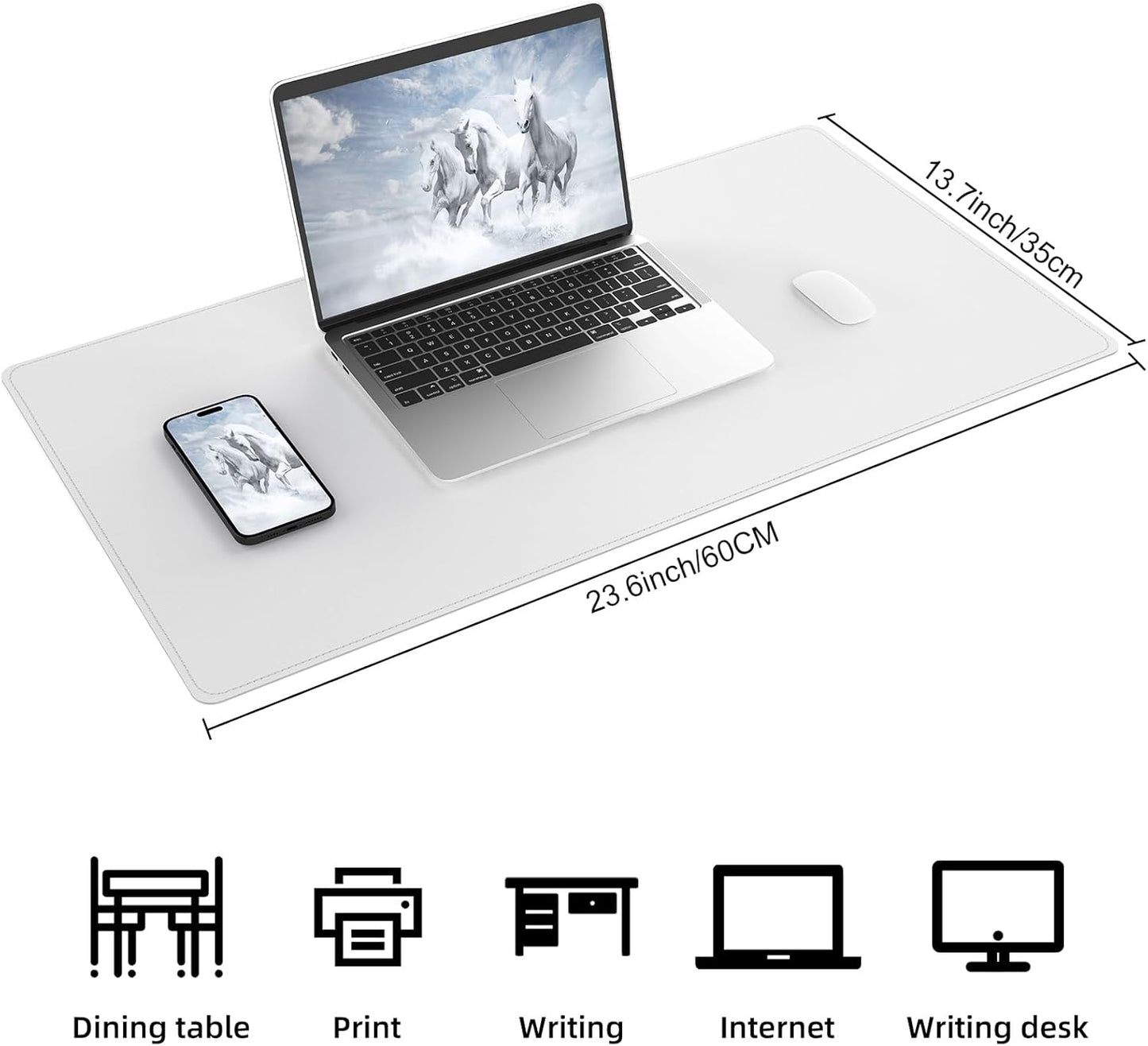 AFIING Dual-Sided Desk Pad, Natural Cork & PU Leather Mouse pad for Office and Home Work, Desk Protector Non-Slip, Waterproof, Easy Clean (Ivory White, 23.6" x 13.7")