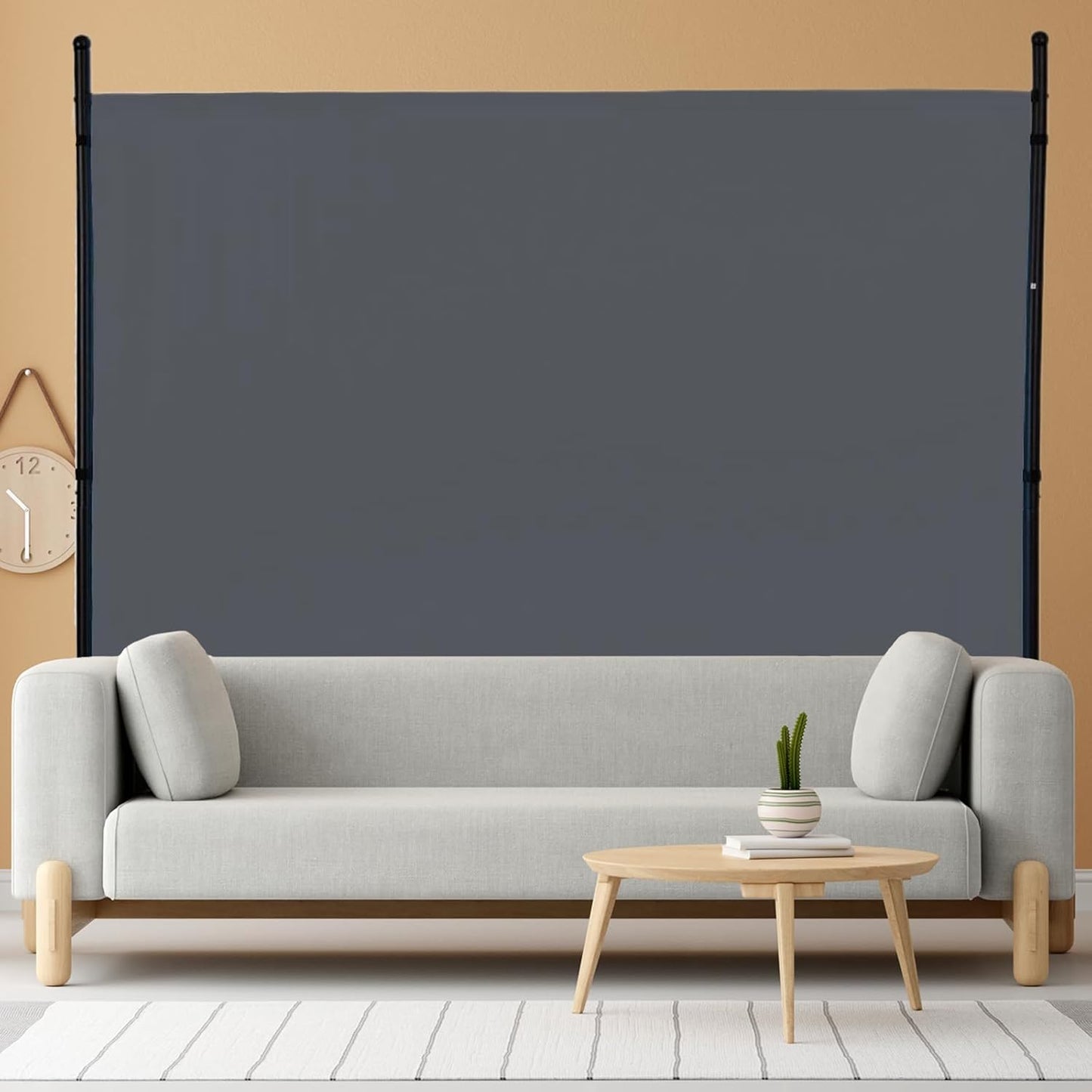 Single Panel Room Divider, Folding Privacy Screen Room Dividers for Office Home Dorm Separation, Freestanding Room Divider Screen Fabric Panel, Grey