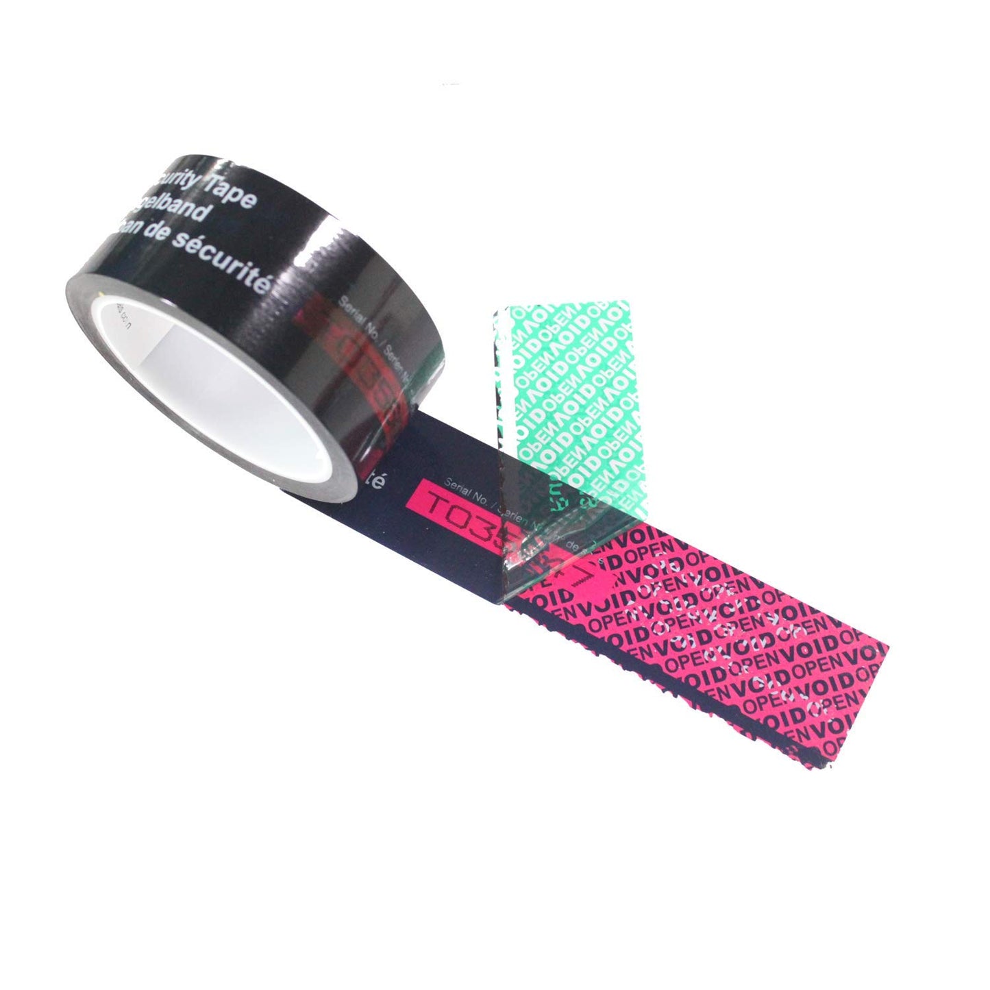 1 Roll Precut Serial Numbered Tri-Color Tamper Resistant Security Void Tape (45mm x 50m/roll, 100% Total Transfer, Ultra-Thick Void Film)