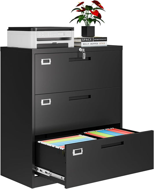 3 Drawer File Cabinets for Home Office, Office Storage Caninets Steel Cabnet for Letter/Legal/A4/F4-Assembly Required