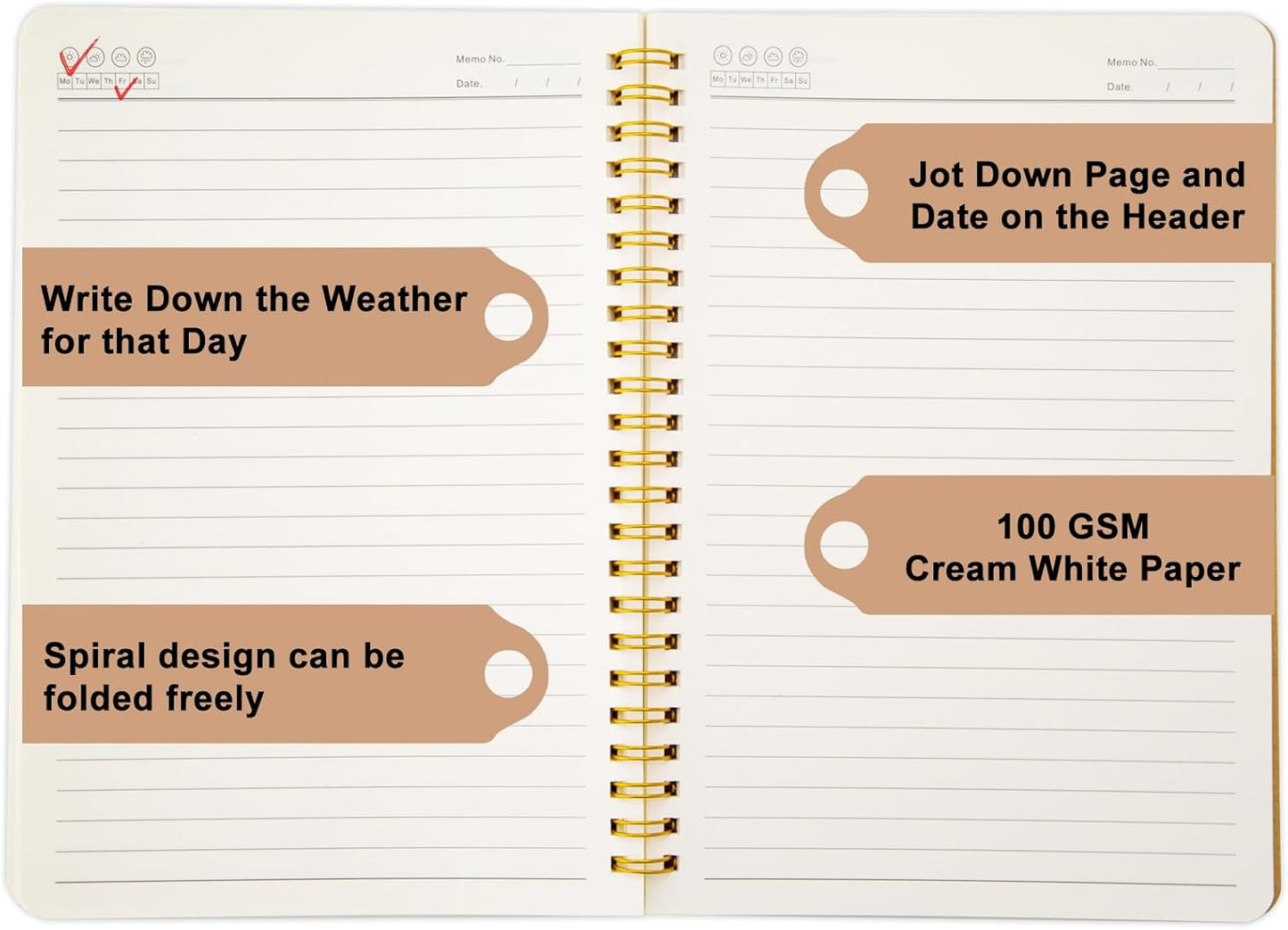 Ruled Spiral Notebook - 6 Pack Lined Notebooks for Work School - A5 Journals Bulk, Soft Cover Travel Journal Spiral for Writing Drawing, 8.2" X 5.8", 60 Sheets/120 Pages