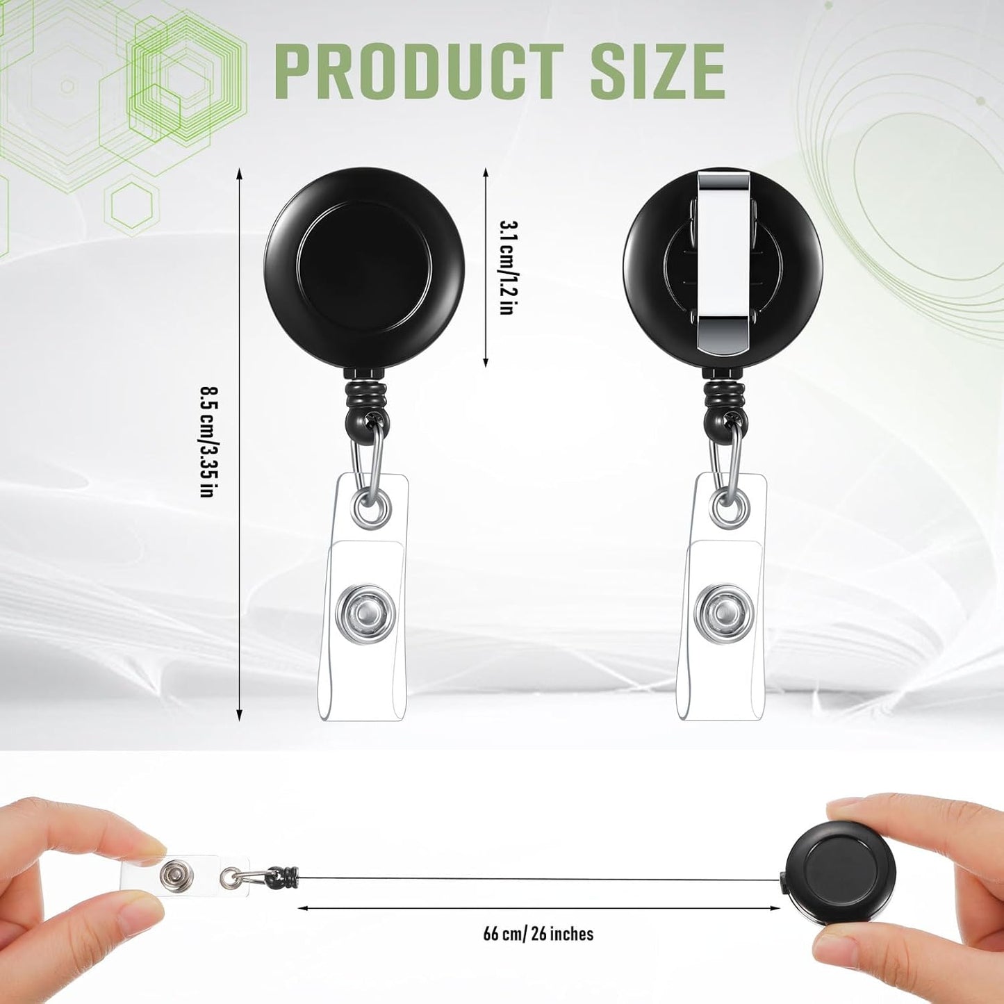 Handepo 400 Pcs Retractable Badge Reels Bulk, Black Retractable Badge Clip ID Holder Key Ring Clip for Office Students Teachers Doctor Nurse Employees Name ID Card Holder Key Card