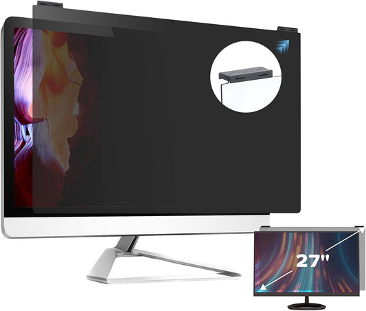 Computer Privacy Screen Filter 27 Inch, 9H Hardness Hanging Computer Screen Privacy Shield Compatible with 16:9 Widescreen Monitor, Eye Protection and Blue Light Blocks