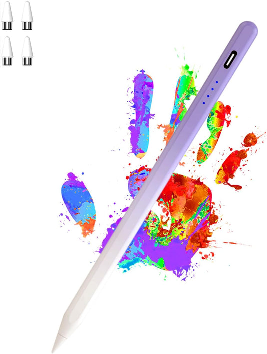 Acitve Stylus Pens for Touch Screens, iPad Pencil with 4 POM Tips Magnetic Stylus Pen for iPad/Pro/Air/Mini/iPhone/Samsung/Huawei/Lenovo/iOS/Android and Other Smartphone Devices - Purple