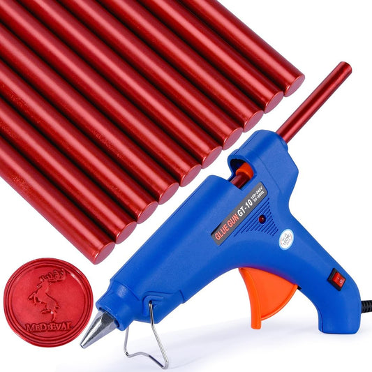 Wax Seal Kit with Sealing Wax Gun & 10pcs Blood Red Wax Sticks – for Wedding Invitations, Envelopes, Gift Wrapping, Letters, DIY Crafts Sealing Decor