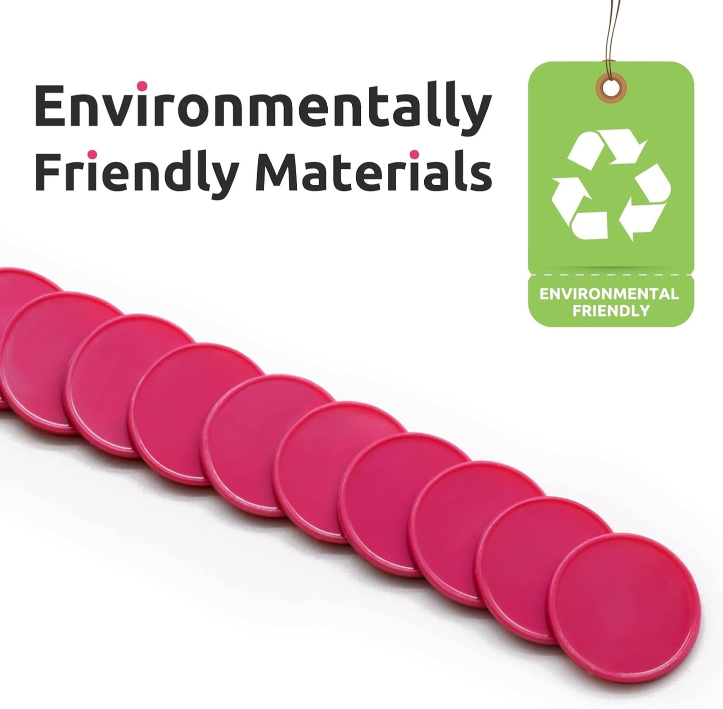 Set of 100 Opaque Plastic Learning Counters Mini Poker Chips Game Tokens with Storage Box (MediumVioletRed, 1.26 Inch)