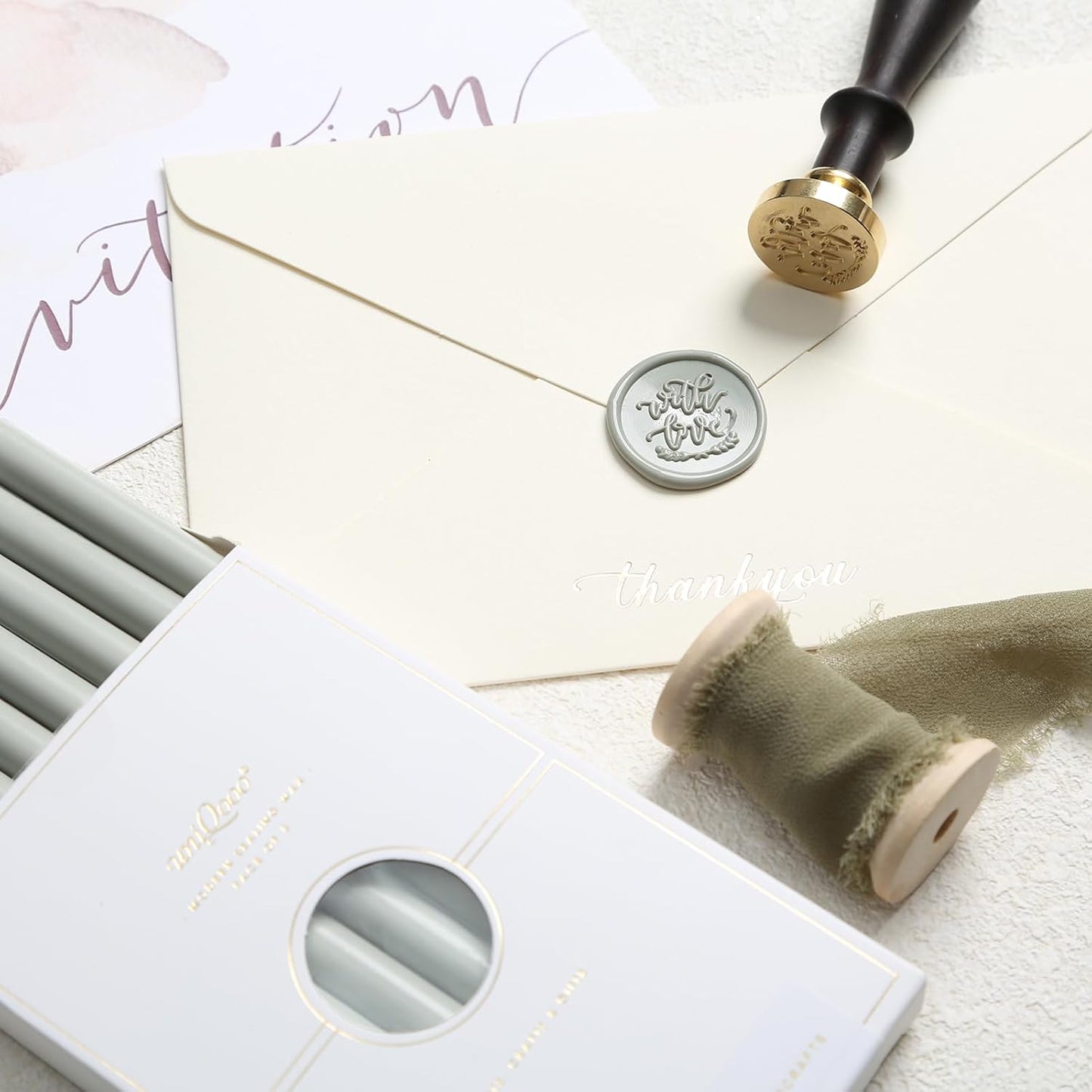 UNIQOOO Dusty Green Sealing Wax Sticks for Wax Seal Stamp - Perfect for Wedding Invitations, Cards Envelopes, Snail Mails, Wine Packages, Christmas Gift Ideas, Pack of 8