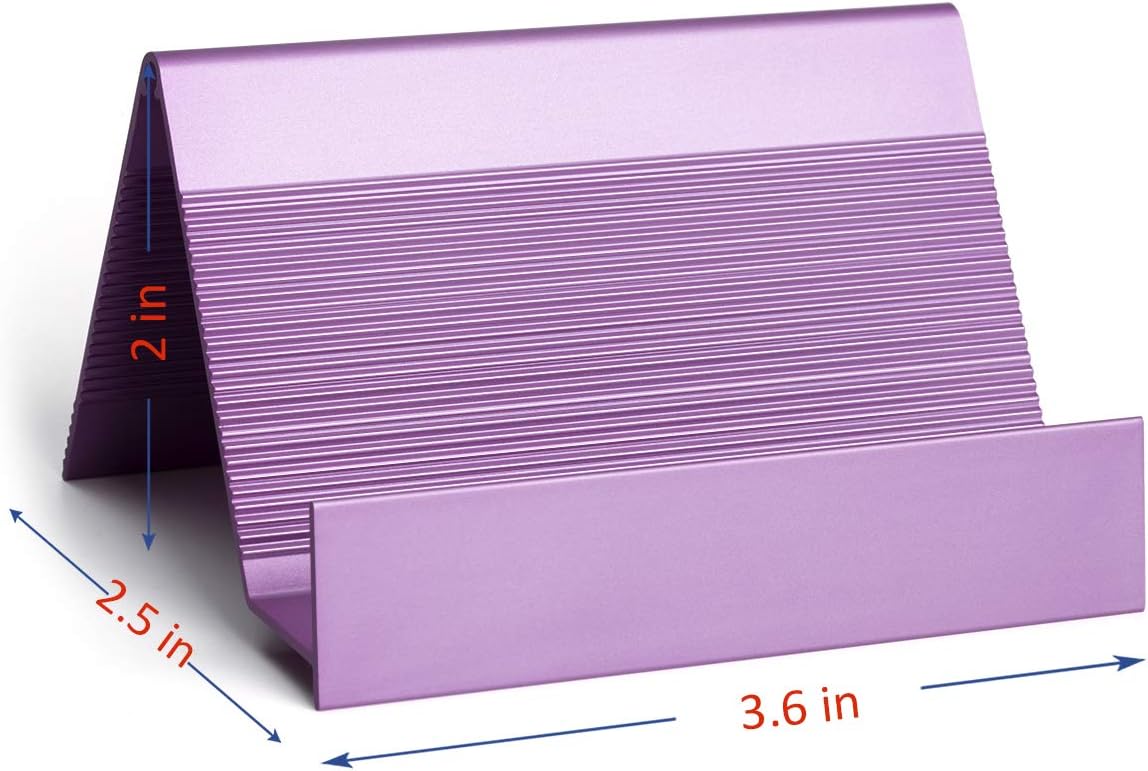 Business Card Holder Aluminum Business Card Display Stand Desktop Organizer, High-end New Series (Light Purple) 1 Pack