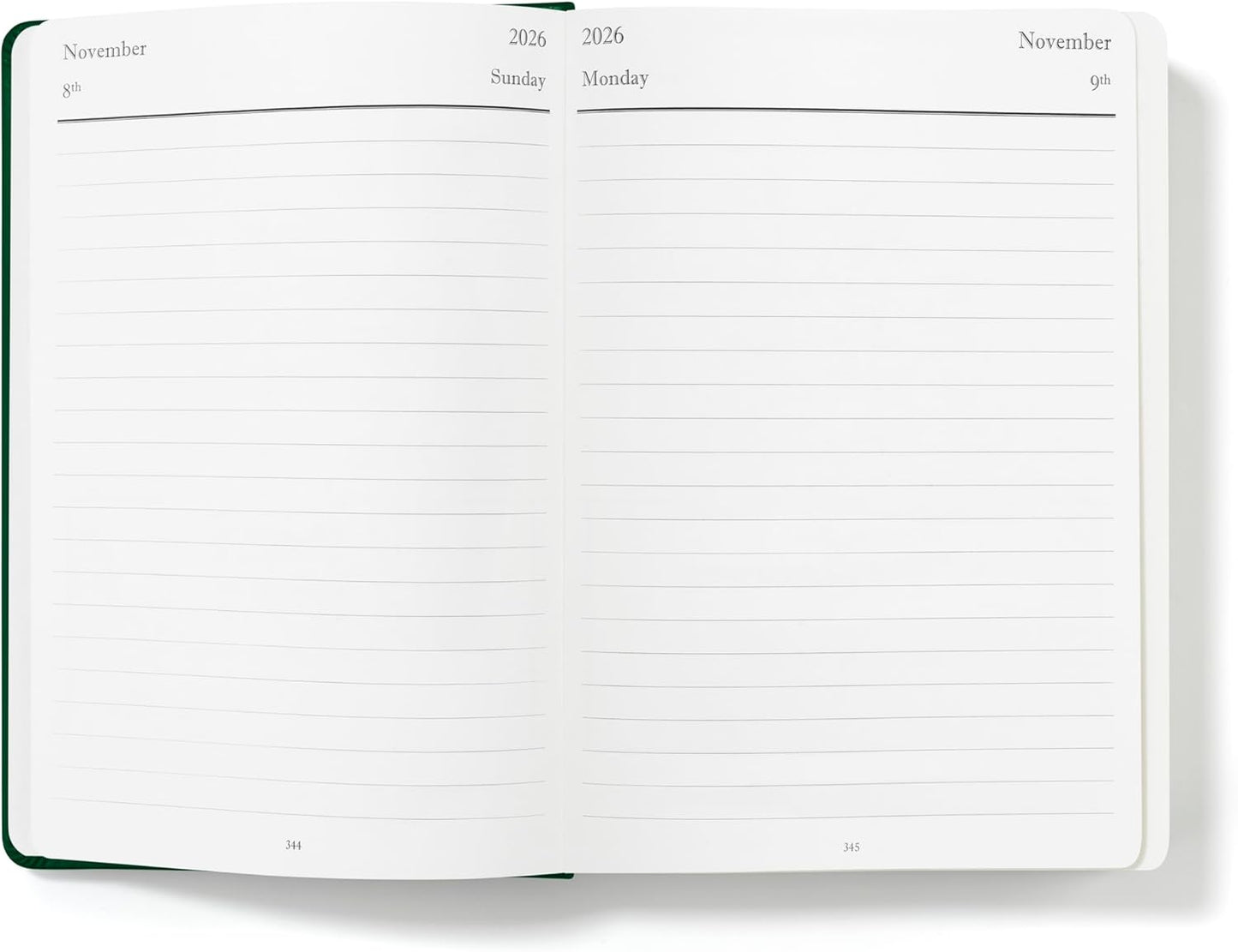 Wykeham's Executive 2026 Daily Journal Planner – US Public Holidays & Format – Customization Available (Racing Green, 8.5”×5.5”)
