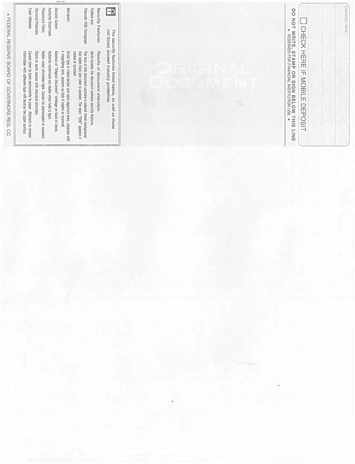 Blank Classic Business Top Check, Blank Computer Top Check Paper with Green Herringbone Background and Signature Line, 500/Pk