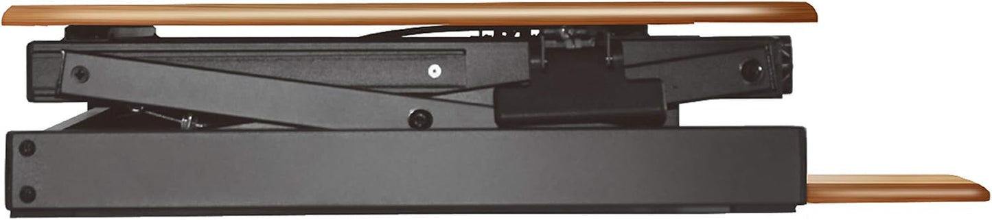 Rocelco 32" Height Adjustable Standing Desk Converter BUNDLE - Sit Stand Computer Workstation Riser with Anti Fatigue Mat - Dual Monitor Retractable Keyboard Tray - Teak Wood Grain (R EADRT-MAFM)