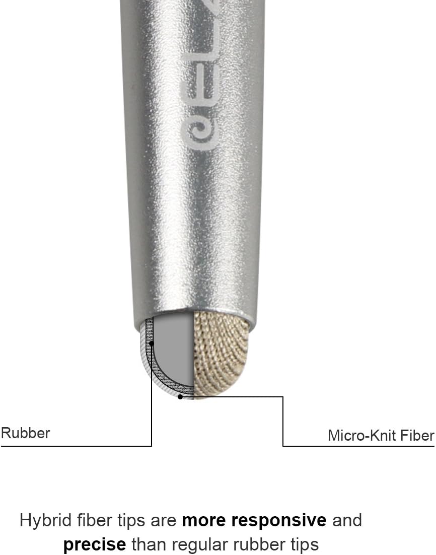 Elzo Capacitive Stylus Pens Premium Metal Slim Combo 4 Pcs Tips for All Touch Screens iPad & Android Tablets DELL/Samsung/HP/Asus/Surface/Samsung/iPhone/LG (Black, Silver, Light Blue & Rose Red)