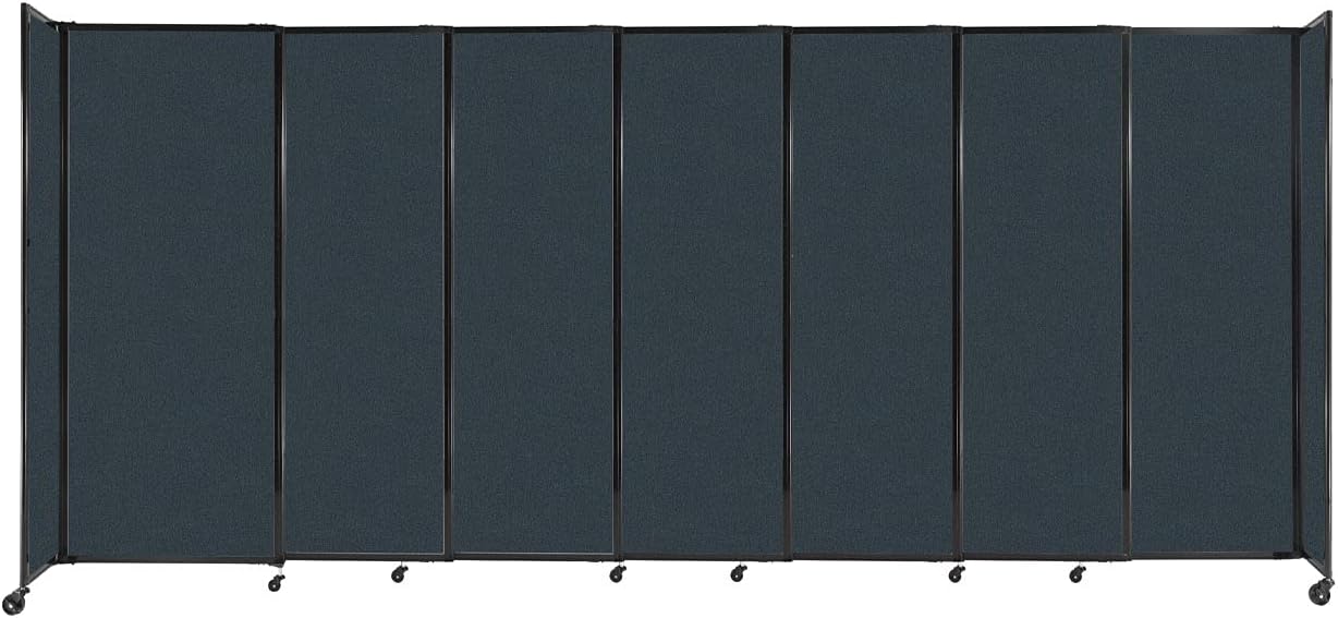 Versare Straightwall Sliding Portable Wall Partition | Freestanding Office Dividers | Locking Wheels | Temporary Room Separator | 15'6" Wide x 6'10" Tall Blue Spruce Fabric Panels