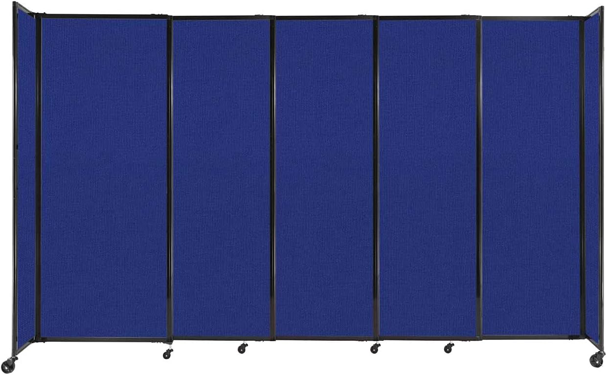 Versare Straightwall Sliding Portable Wall Partition | Freestanding Office Dividers | Locking Wheels | Temporary Room Separator | 11'3'' Wide x 6'10'' Tall Royal Blue Fabric Panels