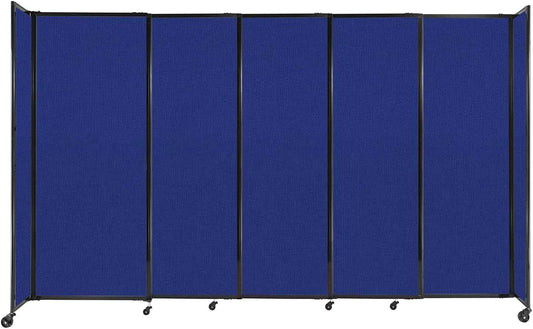 Versare Straightwall Sliding Portable Wall Partition | Freestanding Office Dividers | Locking Wheels | Temporary Room Separator | 11'3'' Wide x 6'10'' Tall Royal Blue Fabric Panels