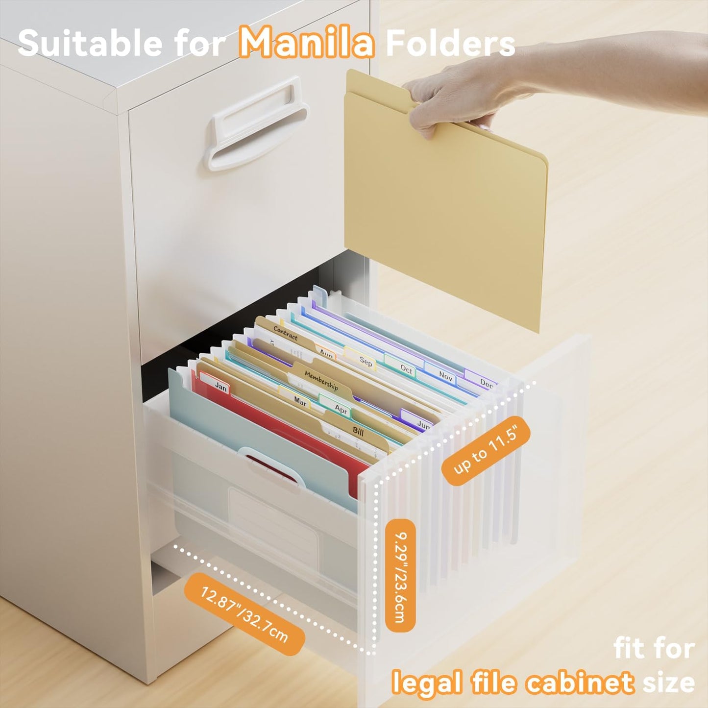 ThinkTex Accordion File Organizer, 12 - Pocket Expanding File Folders Upright & Open Top,for Paper Receipts, Bills&Taxes Organizer, Letter/A4 Size for School, Office, Home with Colorful tab-Light Blue