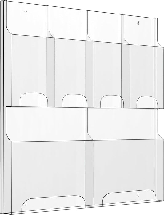 Acrylic Brochure Pamphlet Holder, 2 Magazine Holders and 4 Pamphlet Holders, Clear Brochure Display Holder Wall Mount, Trifold Flyer Rack, Literature Storage Rack for Home, Office, Waiting Room