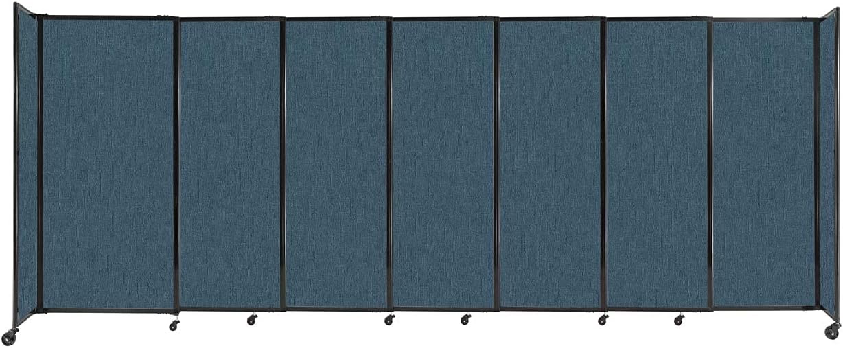 Versare Straightwall Sliding Portable Wall Partition | Freestanding Office Dividers | Locking Wheels | Temporary Room Separator | 15'6" Wide x 6' Tall Caribbean Fabric Panels