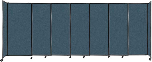 Versare Straightwall Sliding Portable Wall Partition | Freestanding Office Dividers | Locking Wheels | Temporary Room Separator | 15'6" Wide x 6' Tall Caribbean Fabric Panels