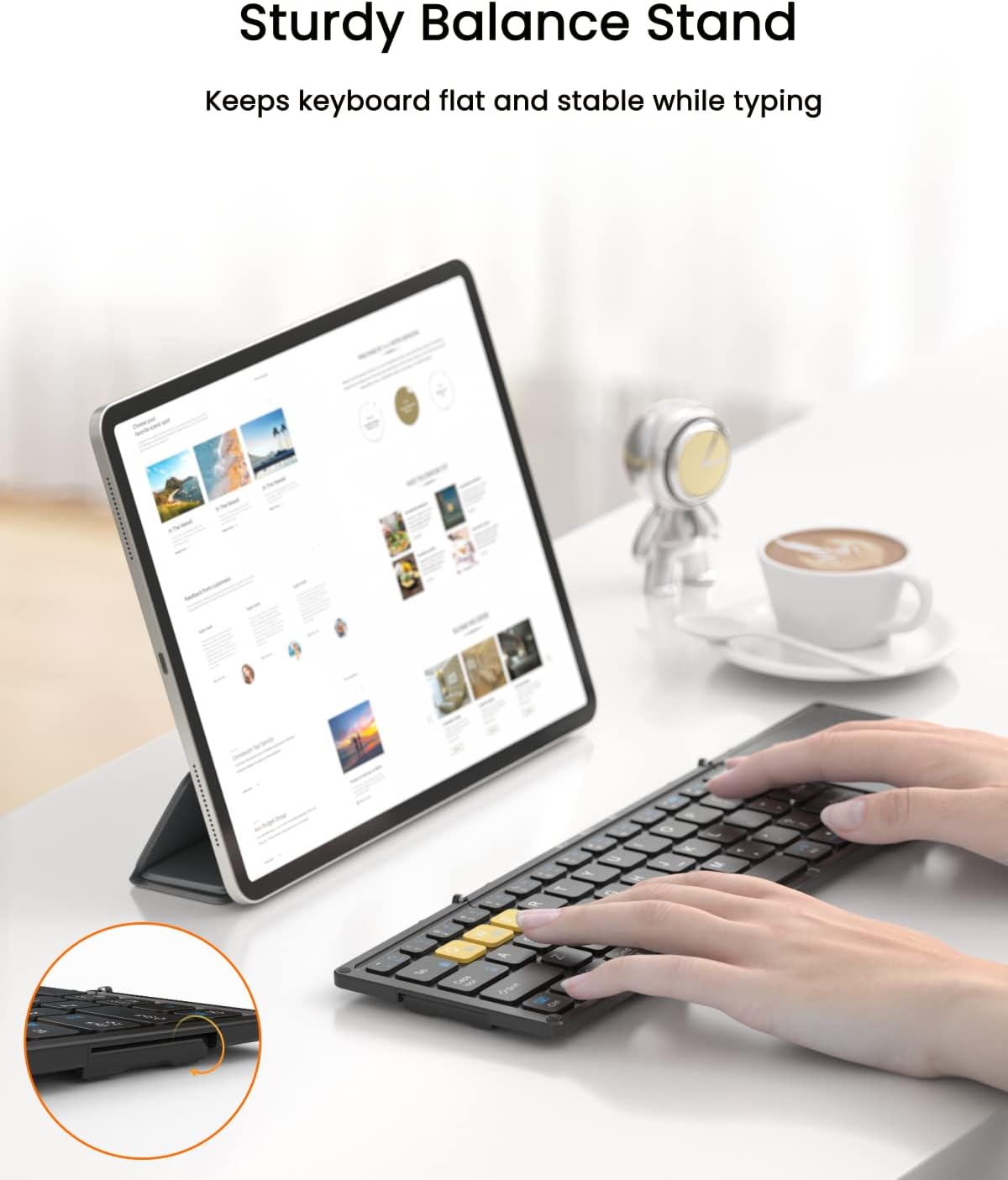 Foldable Bluetooth Keyboard, Wireless Portable Keyboard with Larger Touchpad, Pocket-Sized Folding Travel Keyboard for MacOS Android Windows iOS, Sync Up to 3 Devices (BT5.1 x 3)