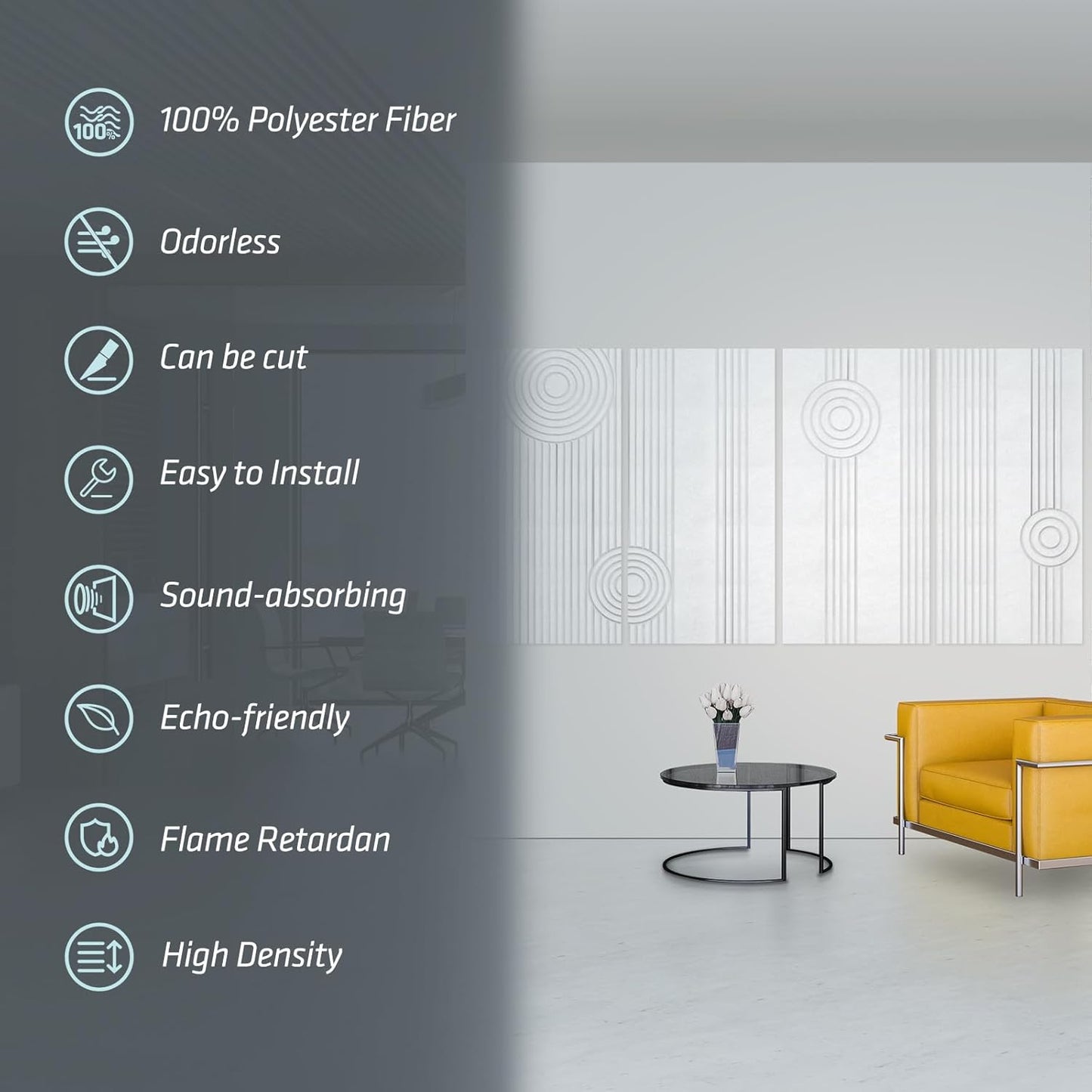 UMIACOUSTICS 4 Pack Art Acoustic Panels,Total 94.4” x 47.2” Sound Proof Wall Panels,Decorative Sound Treatment Panel for Home, Office, Recording Studio,White