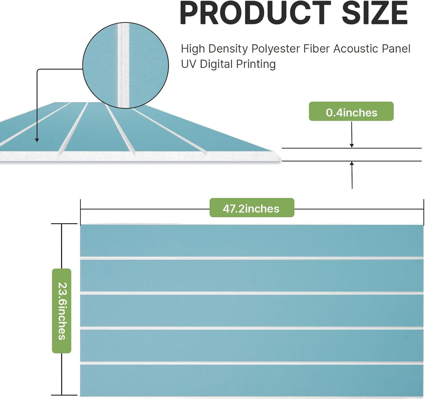 Acoustic 4 Pack Soundproofing UV Print Panels, 47.2” x 23.6” x 0.4” Adhesive Noise Dampening Wall Panels for Home Studio, Office, Gaming Room, and Theater(Blue)