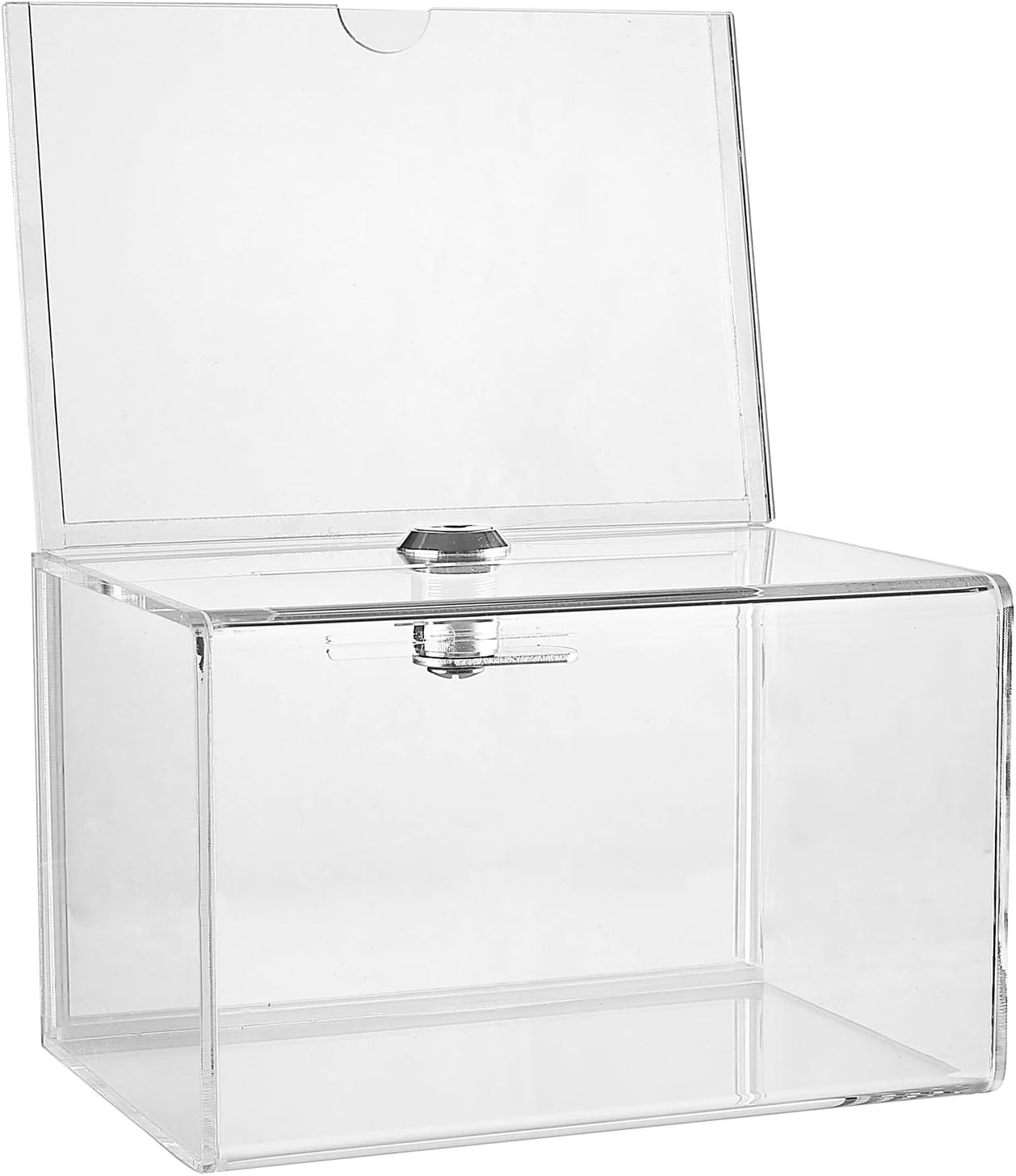 Acrylic Donation Collection Ballot Box Ticket & Drawing Voting or Comment Box office and fundraising suggestion box 6.25 x 4.25 Display Sign Holder 4.25 x 6.25 inch with Lock and keys