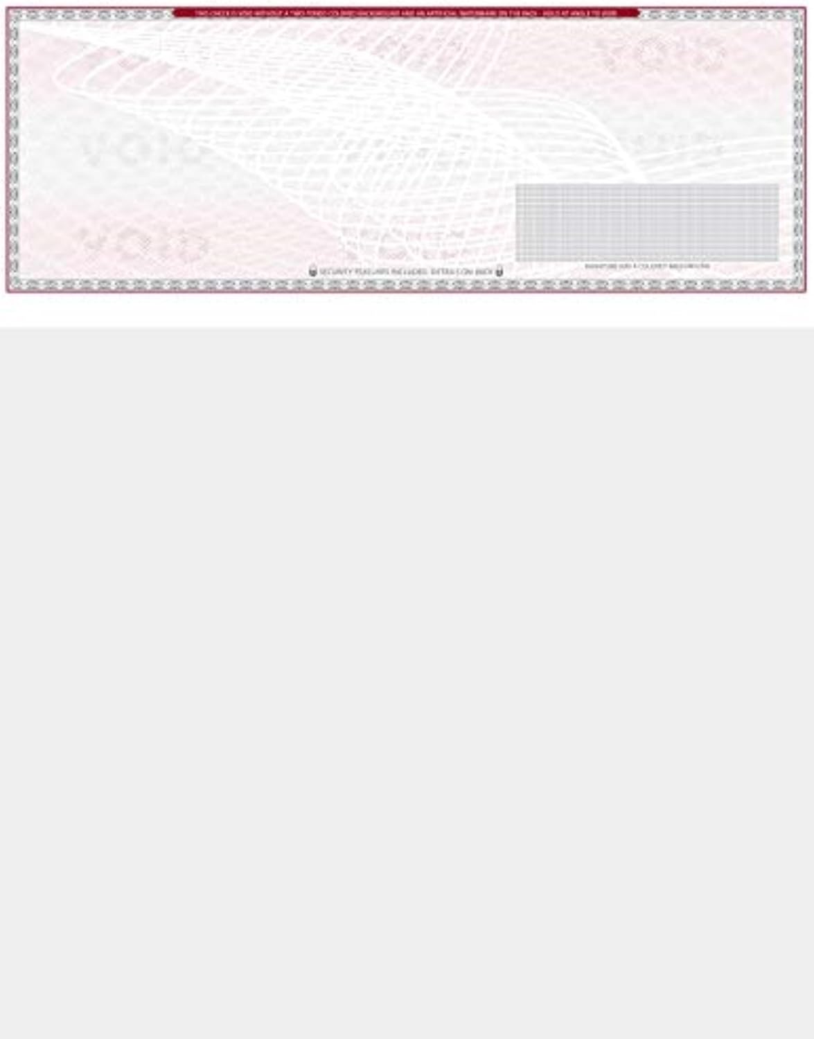 1000 Blank Check Stock - Check on Top Art Deco- Paper Weight # 70"High Security" Check Paper Grey/Red Art Deco