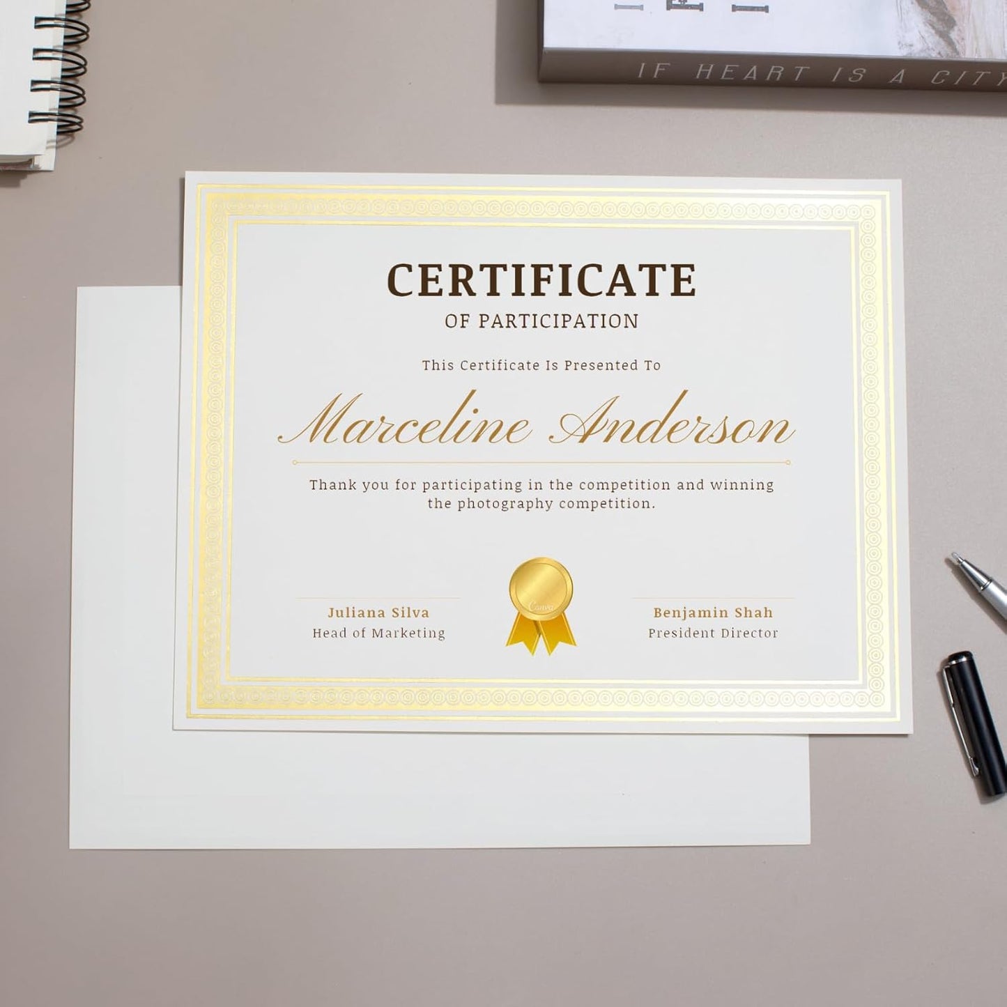 25 Count Certificate Paper 8.5 x 11 for Printing,Blank Gold Foil Border,Award Certificate Paper for Business,Graduation Diploma,School and Achievement (Ivory)