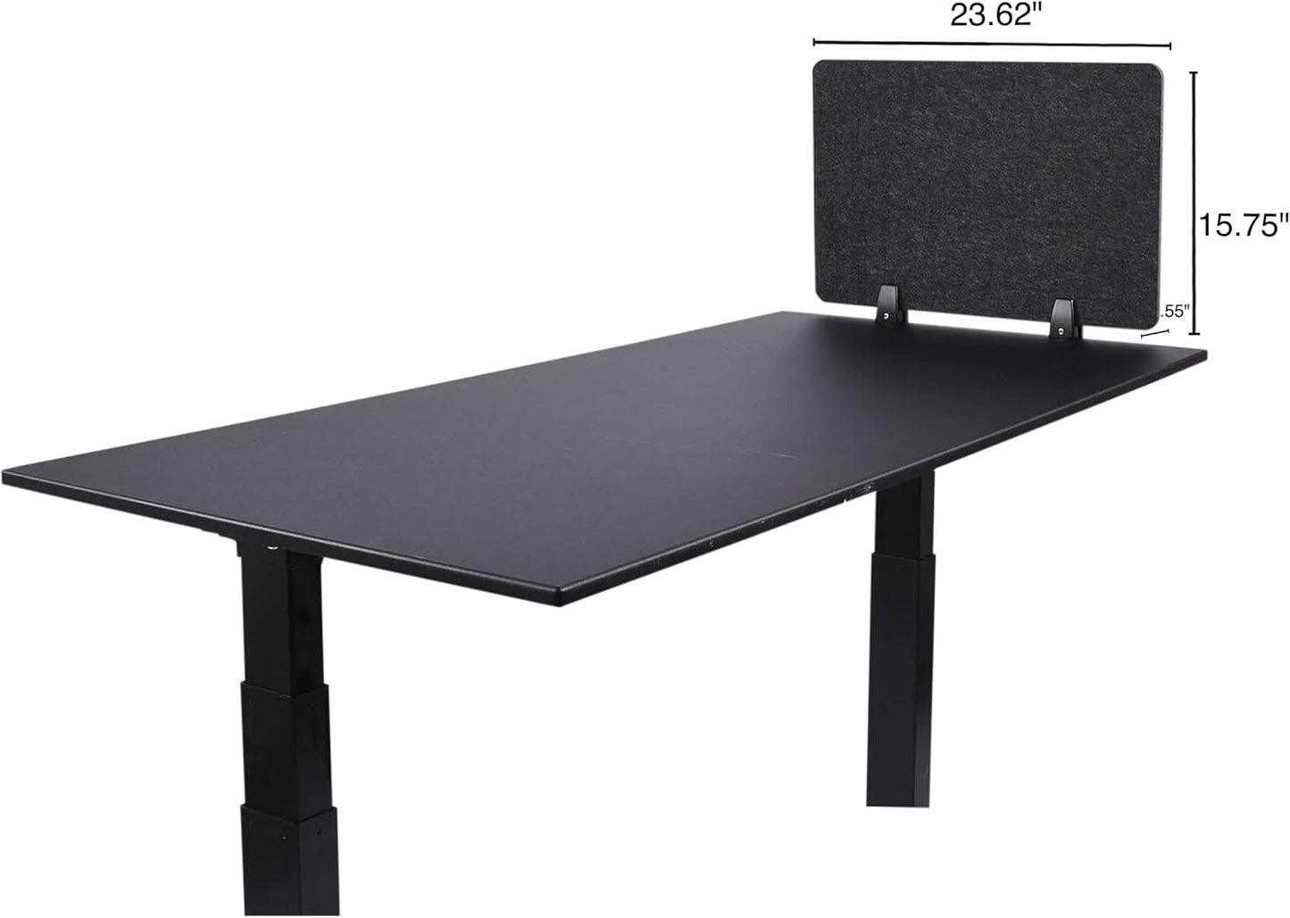 Stand Up Desk Store ReFocus Raw Clamp-On Acoustic Desk Divider Mounted Privacy Panel to Reduce Noise and Visual Distractions (Anthracite Gray, 23.6" x 16")