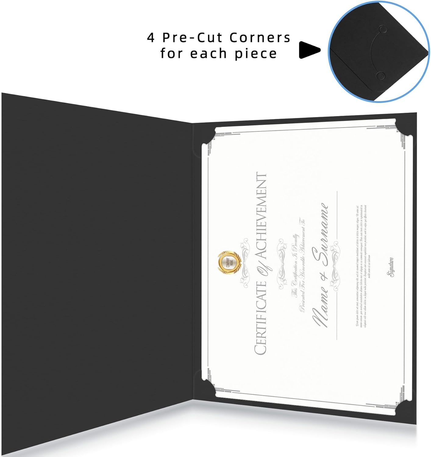 30 Packs Black Certificate Holders, Graduation Diploma Holders Gold Foil Border, 350gsm Certificate Covers for Letter Size 8.5x11 Certificates, Cardstock, Diploma, Award, Document Papers