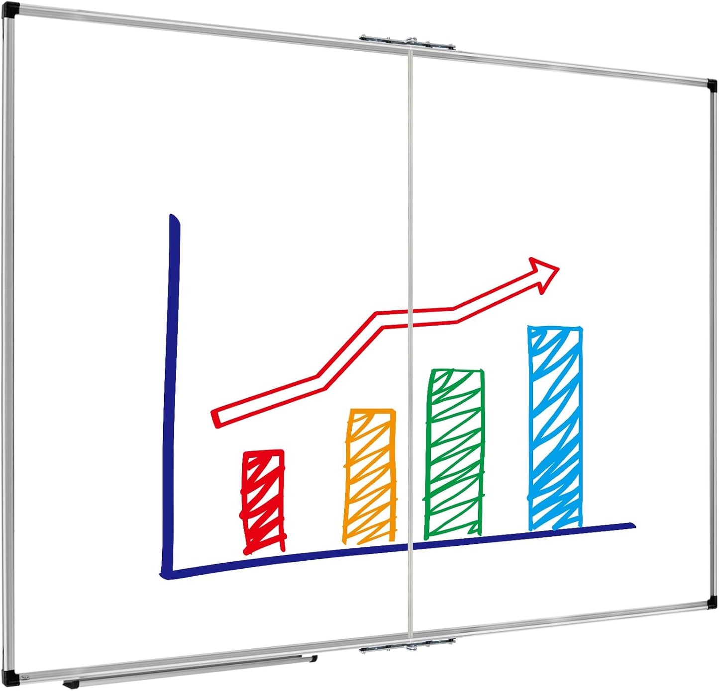 XBoard Magnetic Whiteboard 60 x 48 Inch, Dry Erase Board for Wall with Silver Aluminum Frame Foldable Presentation Board