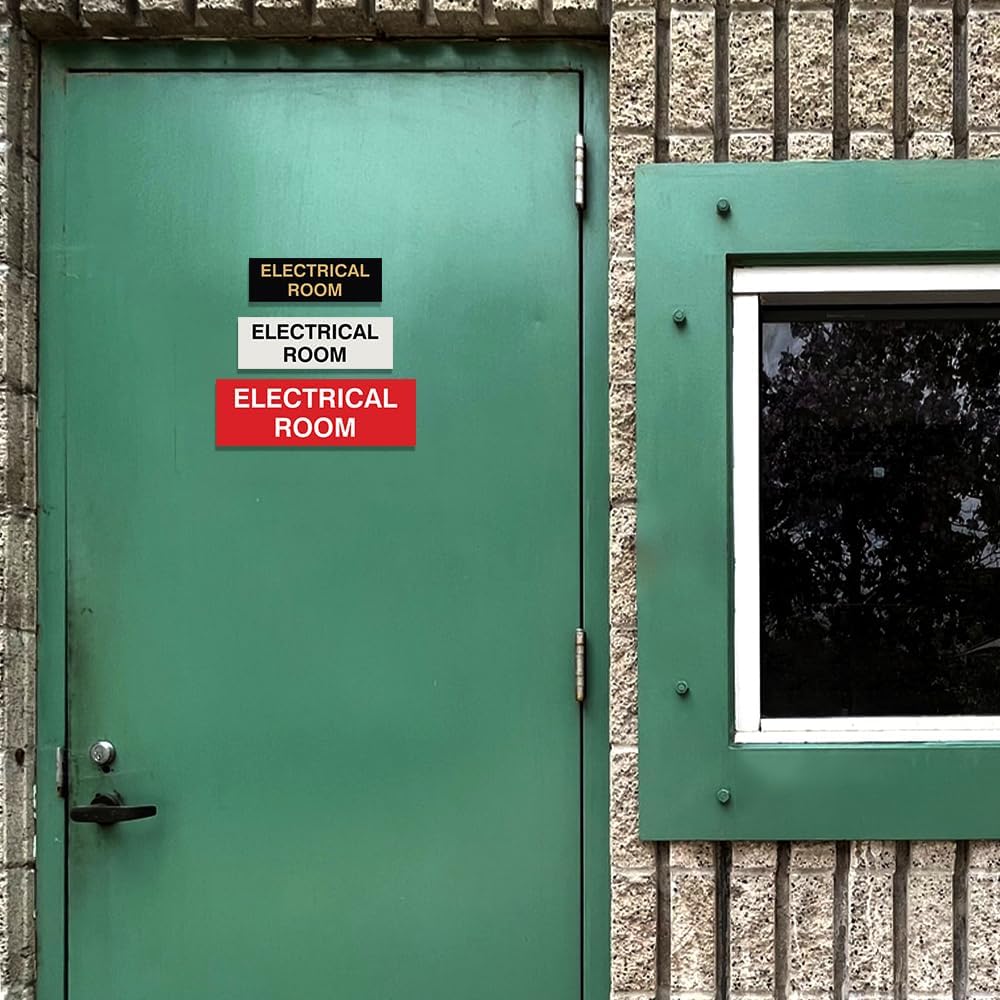 All Quality Basic Electrical Room Door/Wall Sign | Durable Construction | Building Safety - Dark Brown - Medium (1 Pack)