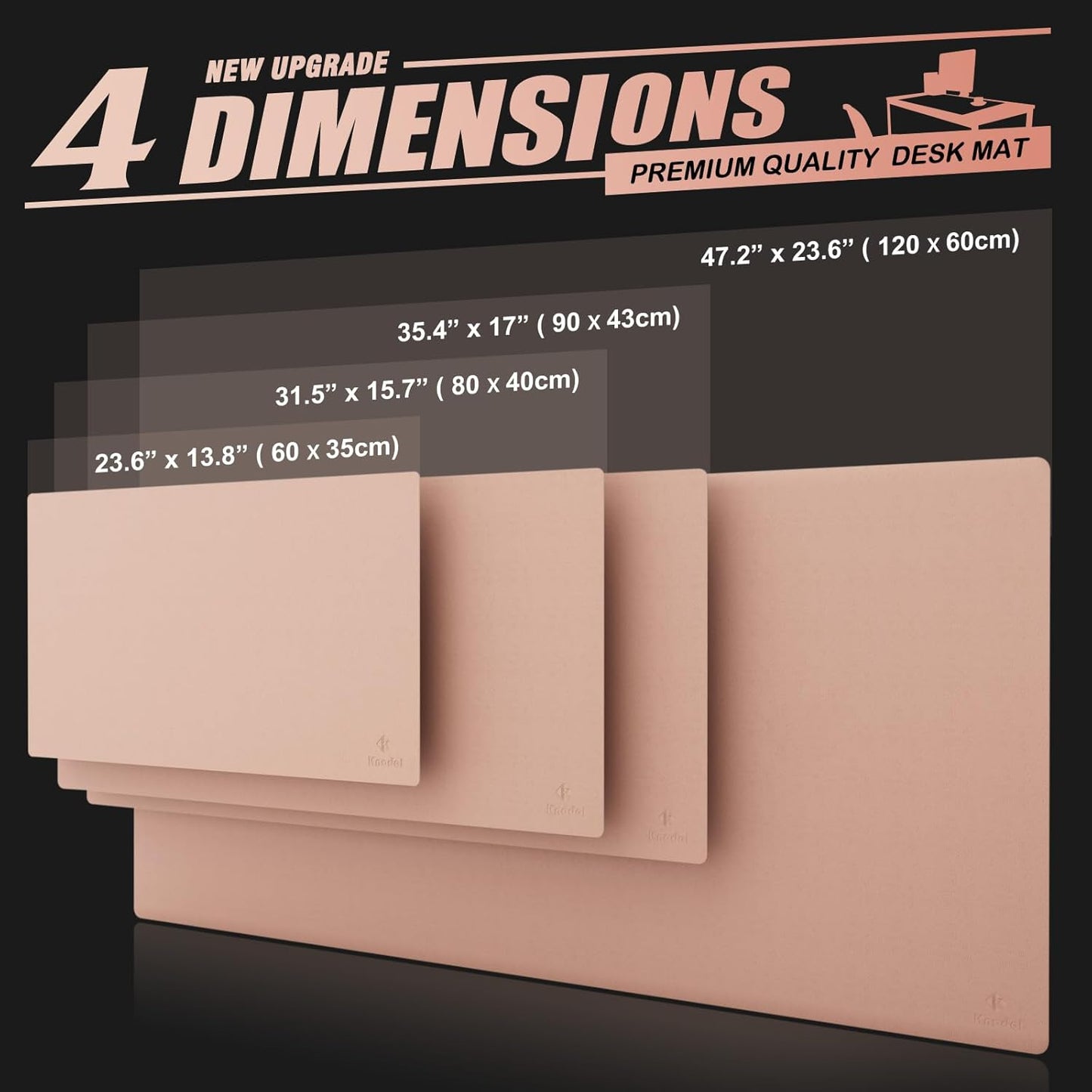 K KNODEL Large Office Leather Desk Mat, Mouse and Keyboard Pad, Computer and Laptop Mat, Desktop Protector and Cover, Writing Pad and Blotter (31.5"x15.7", Pink)