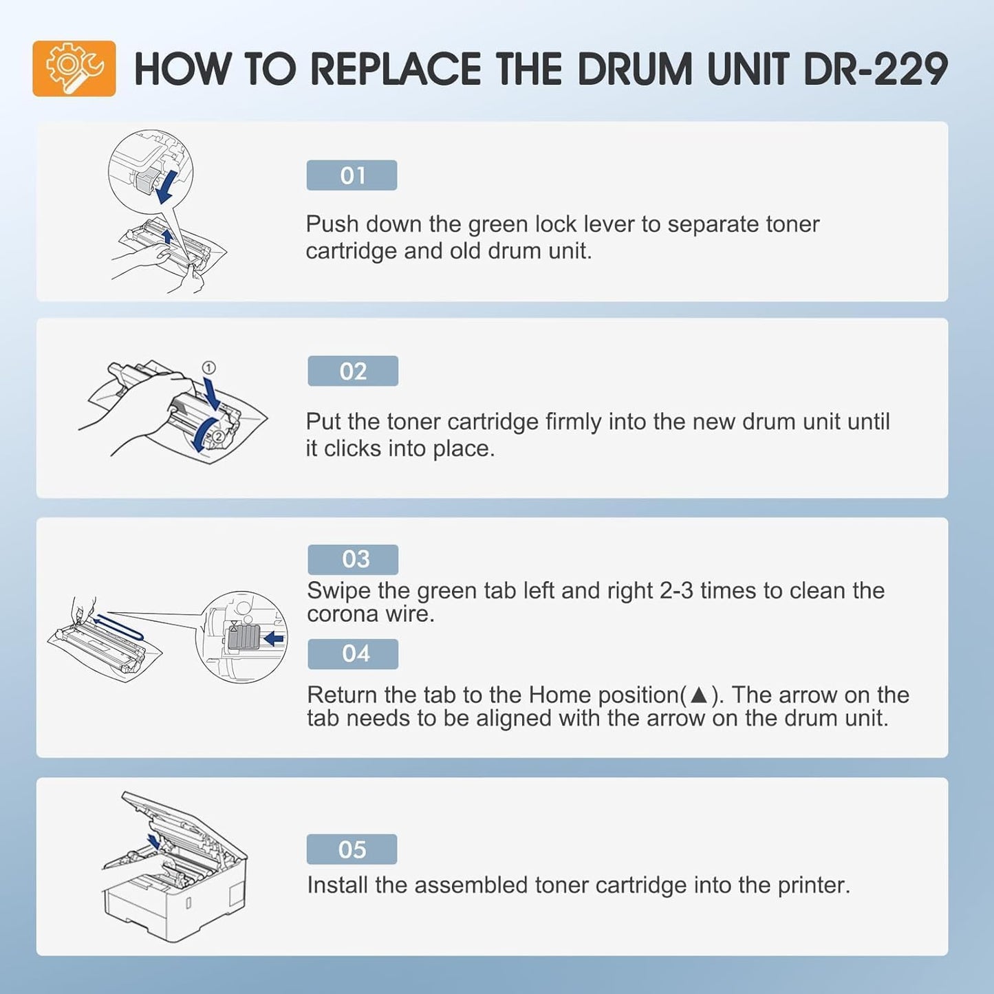 DR229 DR229CL Drum Unit 4-Pack Compatible Replacement for Brother DR229 DR-229CL for MFC-L3780cdw MFC-L3720cdw HL-L3220cdw HL-L3280cdw HL-L3295cdw DCP-L3560cdw Printer (Black Cyan Magenta Yellow)