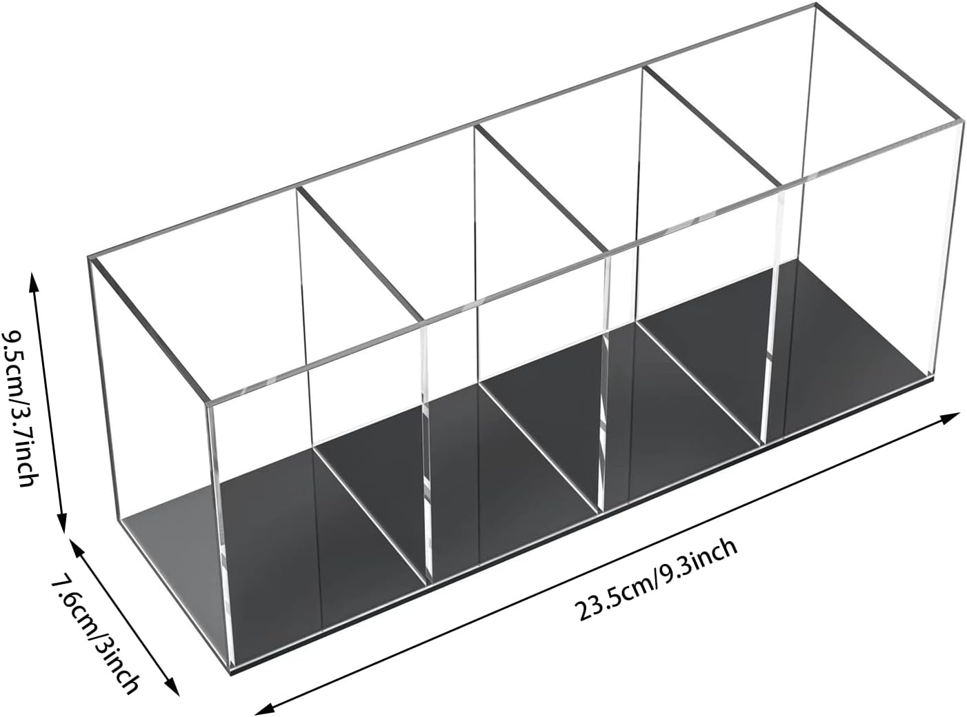 Acrylic Clear Pen Holder 4 Slot Pencil Organizer Countertop,Pencil Stationery Organizer for Office Accessory Storage (Black based)