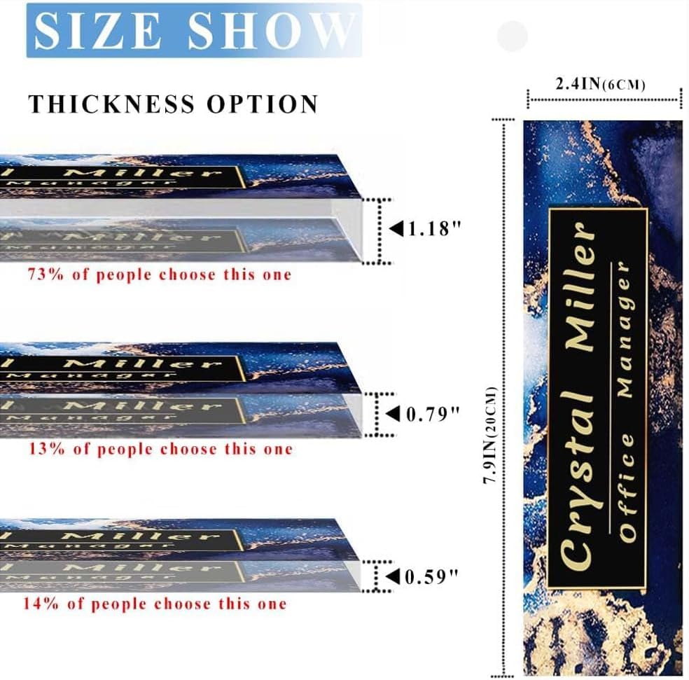 Office Desk Name Plate Personalized, Custom Plates for Desks on Acrylic Glass, Decor Nameplate, Accessories, Personalized Gift Boss Coworkers