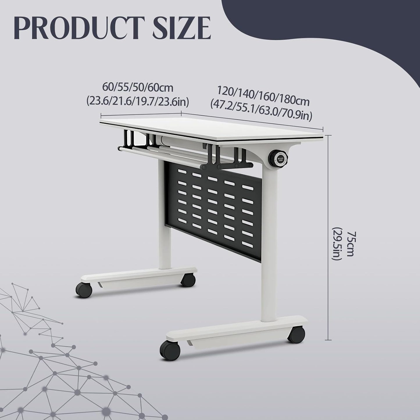 10Pack Conference Room Table, Folding Conference Table for Office Classroom, Mobile Training Tables with Casters Silent Wheels, Large Rectangular Convertible Modular Seminar Tables (L47.2in)