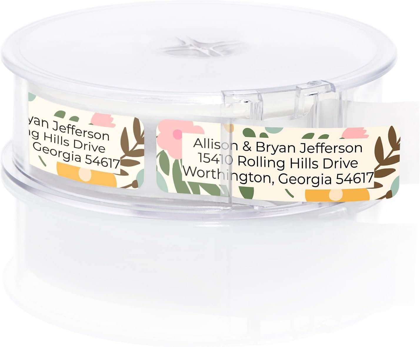 Pastel Floral Rolled Address Labels / 500 Personalized Return Address Labels/Designer Address Stickers in Elegant Plastic Dispenser