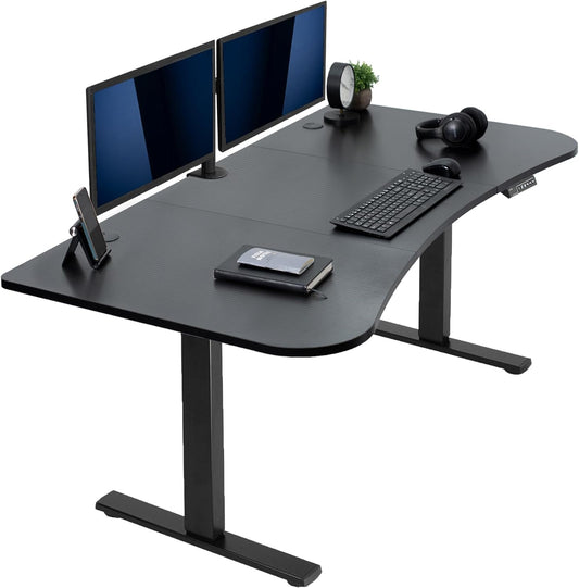 VIVO Electric 63 x 32 in Standing Desk, Memory Height Adjustment, 1B Series, Black Carbon Fiber Top Black Frame, DESK-KIT-1B1R